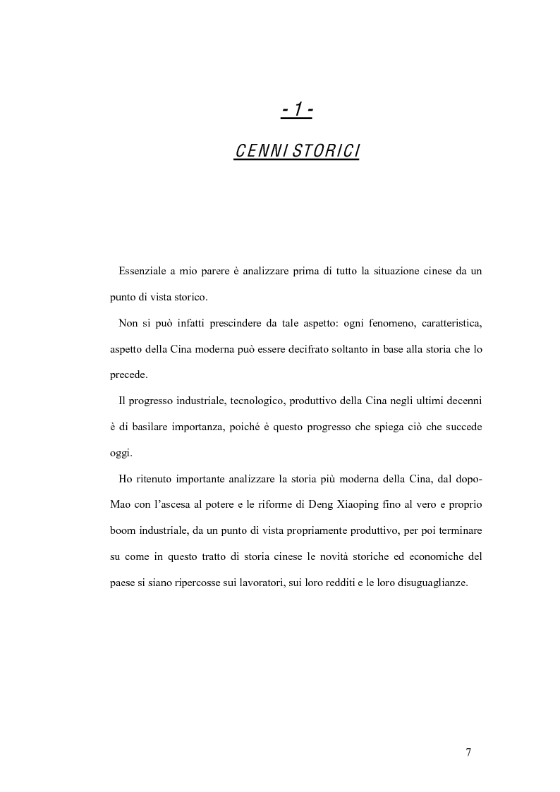 Anteprima della tesi: La tutela del lavoro nel quadro dell'attuale sistema produttivo in Cina, Pagina 7