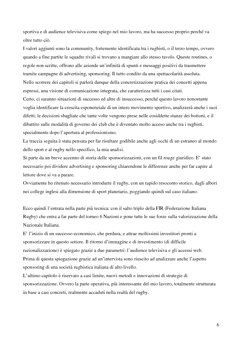 Anteprima della tesi: Strategie di sponsoring in ambito sportivo: il caso del rugby, Pagina 2