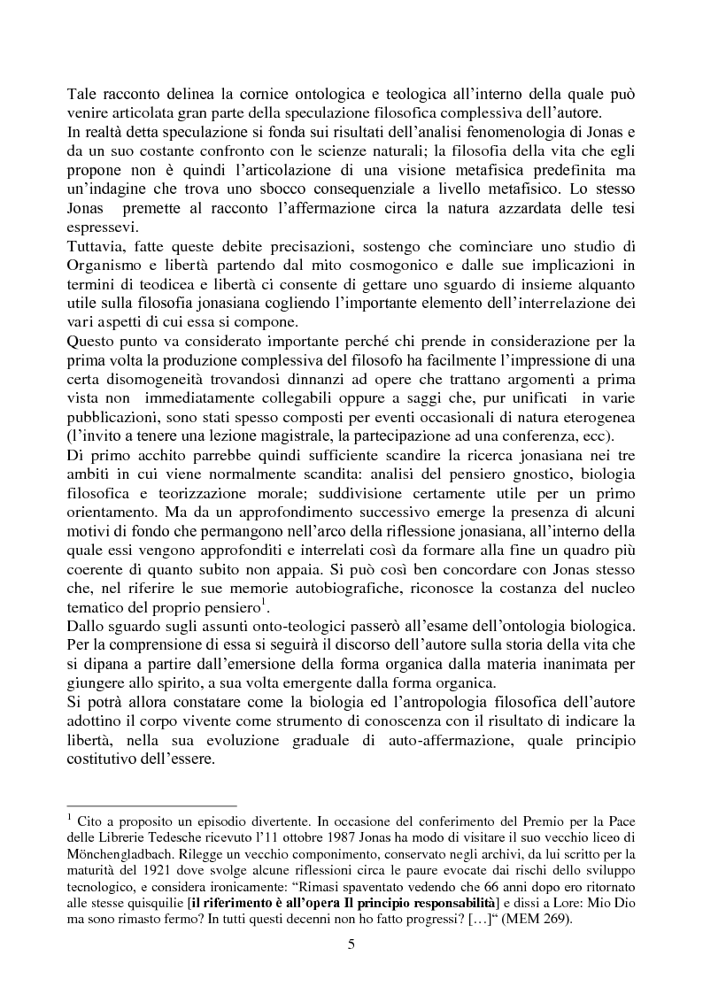 Anteprima della tesi: La biologia filosofica in ''Organismo e Libertà'' di Hans Jonas, Pagina 3