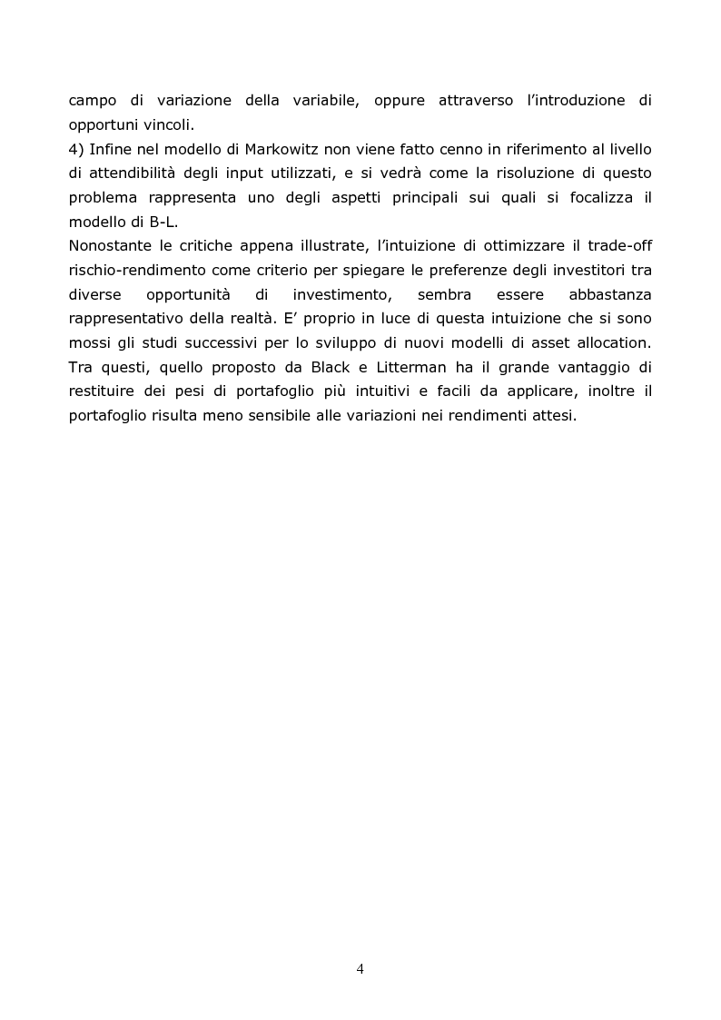 Anteprima della tesi: Il modello di Black-Litterman; un’applicazione empirica, Pagina 2
