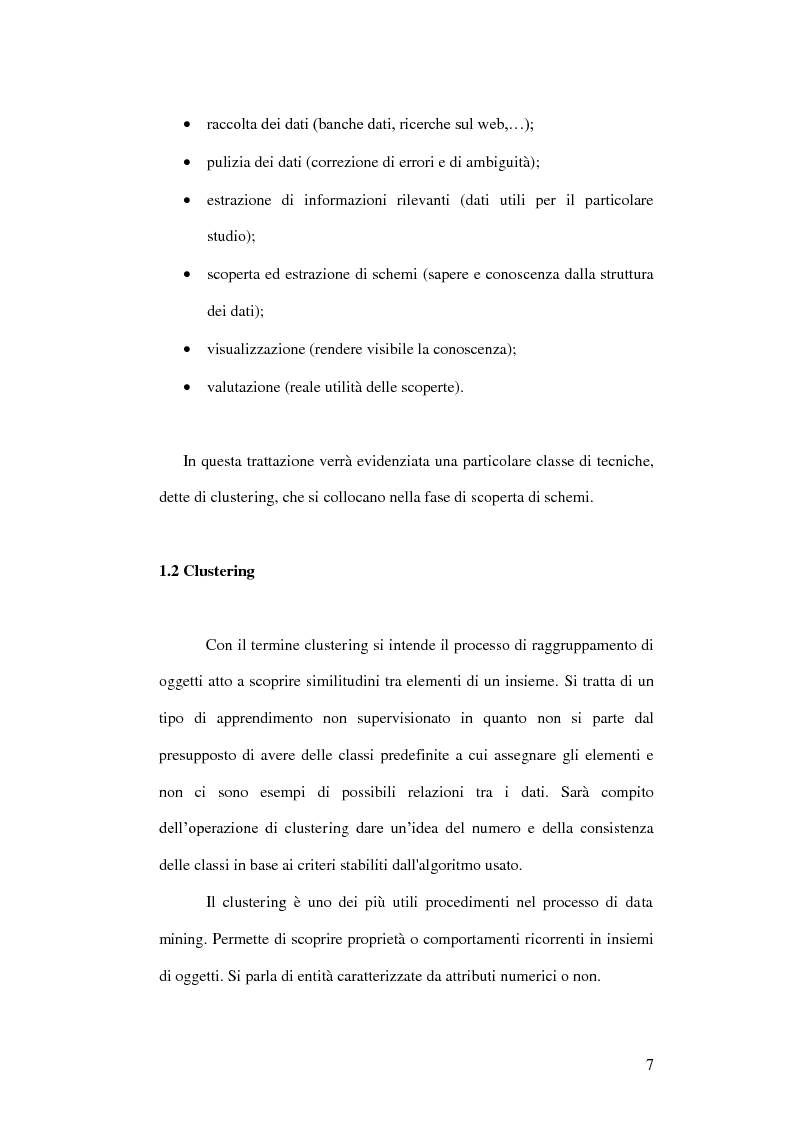 Anteprima della tesi: Un ambiente Java per l'analisi di algoritmi di clustering, Pagina 3