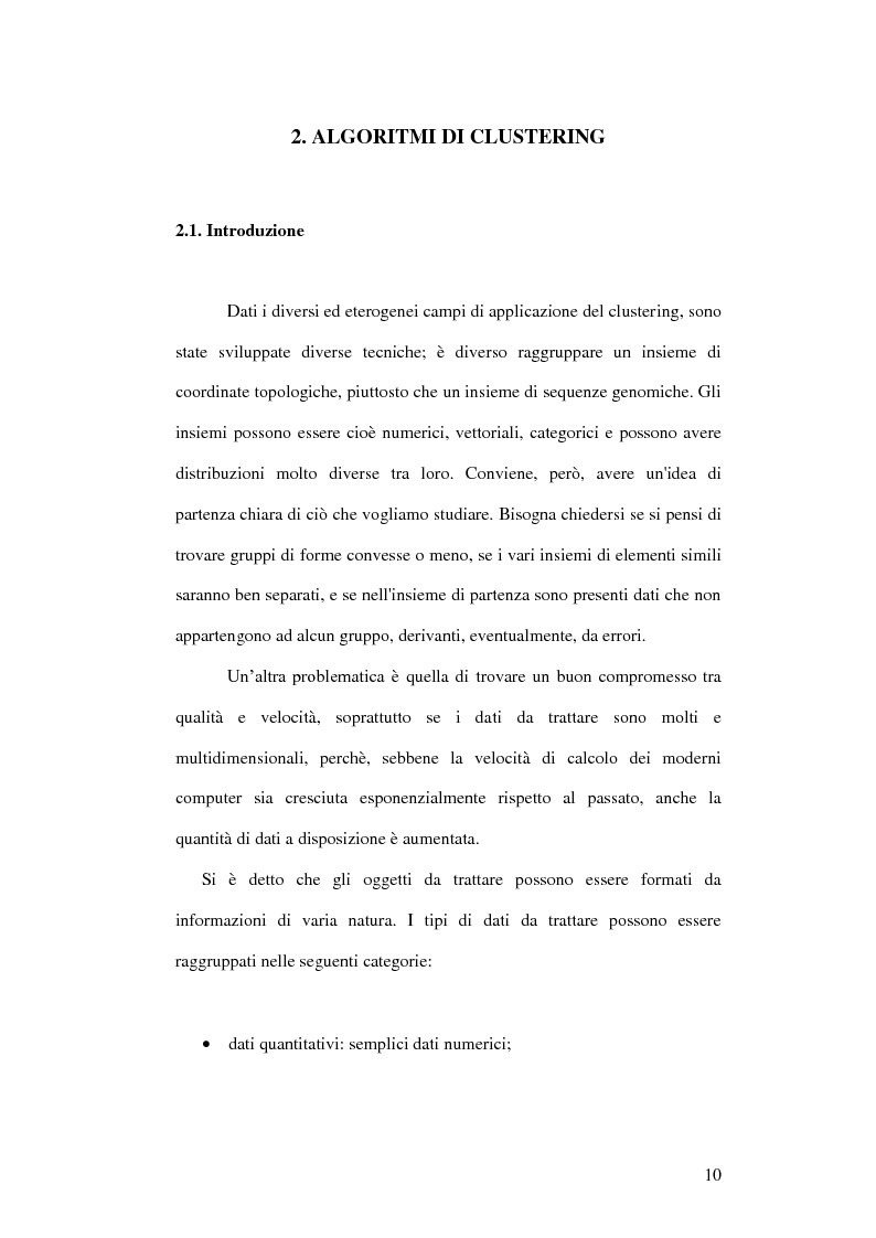 Anteprima della tesi: Un ambiente Java per l'analisi di algoritmi di clustering, Pagina 6