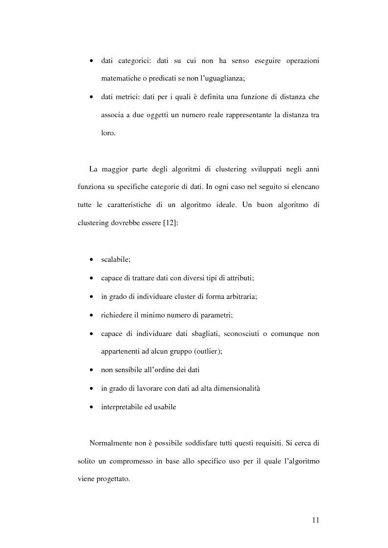 Anteprima della tesi: Un ambiente Java per l'analisi di algoritmi di clustering, Pagina 7