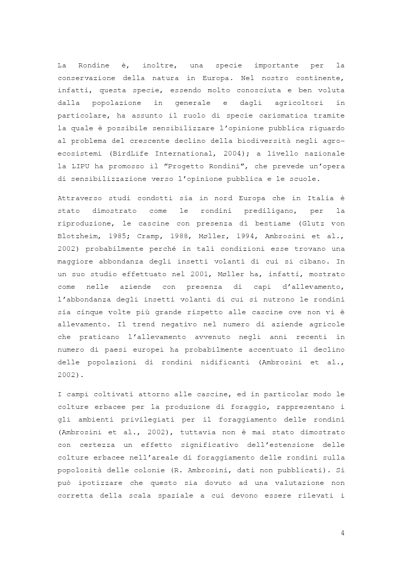 Anteprima della tesi: Effetto della distribuzione delle colture erbacee nell'intorno dei siti di nidificazione della rondine, Hirundo rustica, Pagina 2