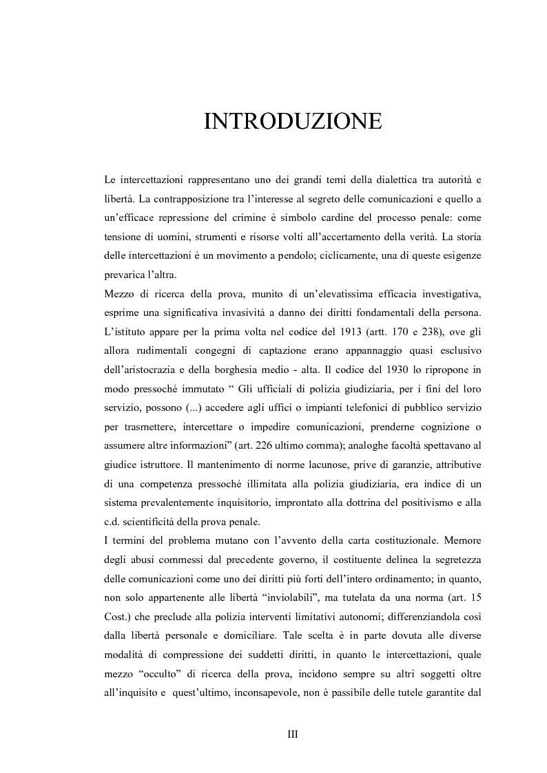 Anteprima della tesi: Le intercettazioni: prospettive di riforma 2009, Pagina 1