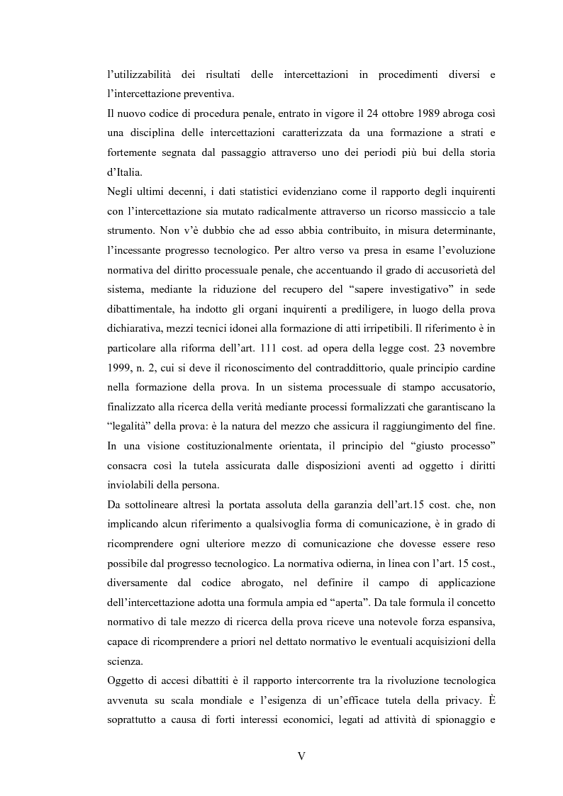 Anteprima della tesi: Le intercettazioni: prospettive di riforma 2009, Pagina 3