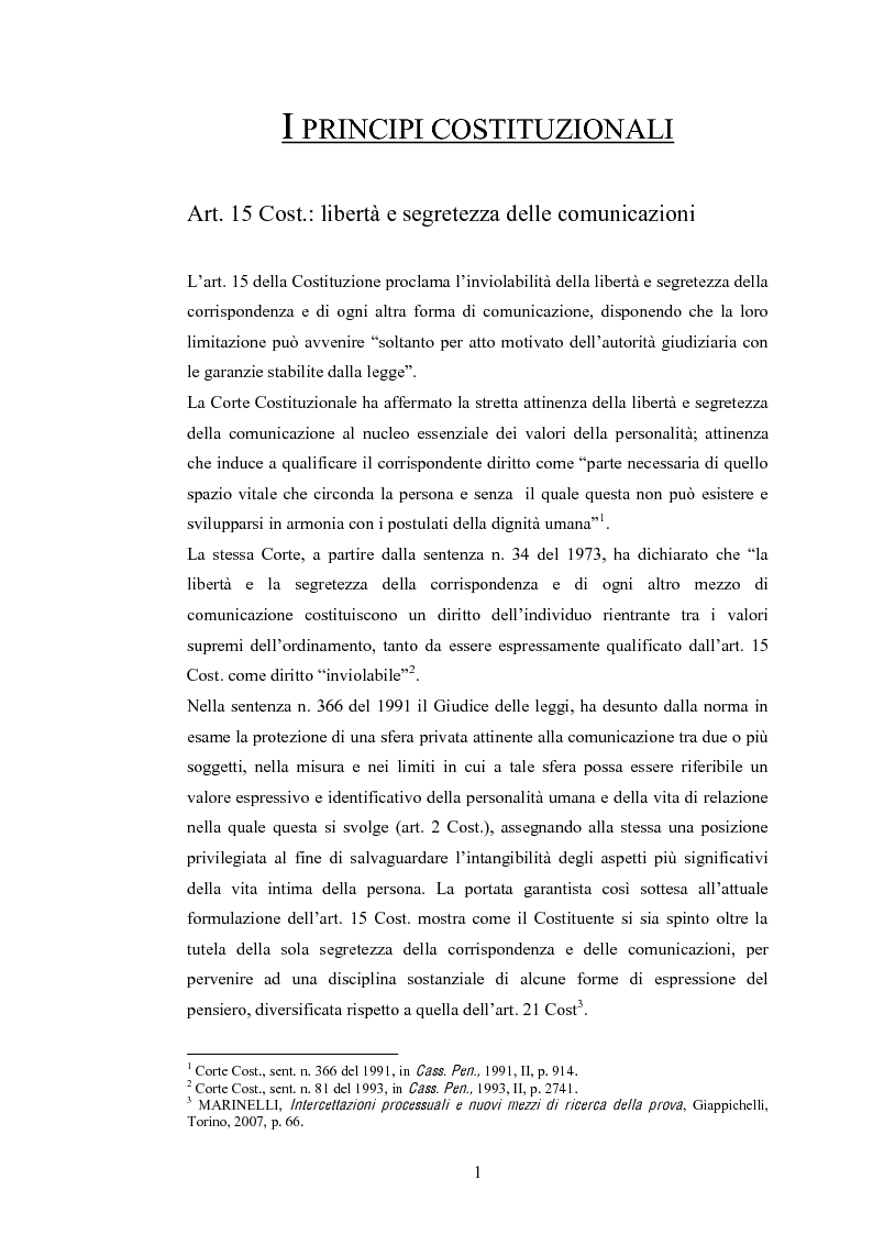 Anteprima della tesi: Le intercettazioni: prospettive di riforma 2009, Pagina 5