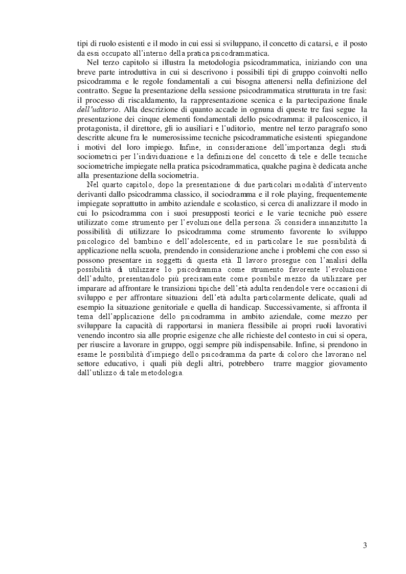 Anteprima della tesi: Lo psicodramma classico: esercizio di creatività e di incontro con l'altro per la crescita personale, Pagina 3
