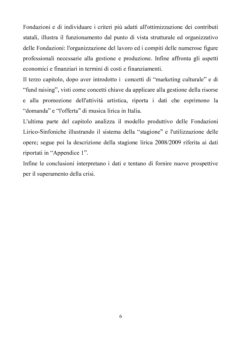 Anteprima della tesi: La crisi delle Fondazioni Lirico-Sinfoniche in Italia negli anni 2000, Pagina 3