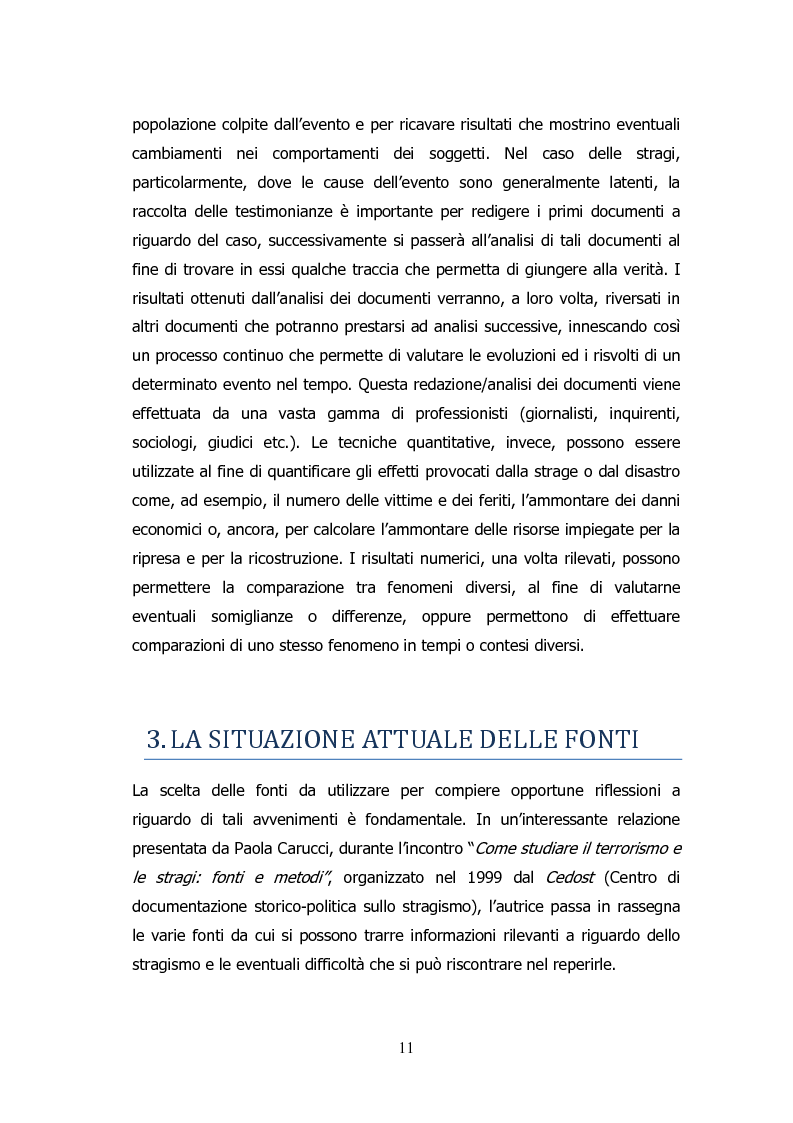 Anteprima della tesi: Analisi storico-sociologica-giornalistica delle stragi e dei disastri (i casi italiani del 1980: Ustica, Bologna, Irpinia), Pagina 11