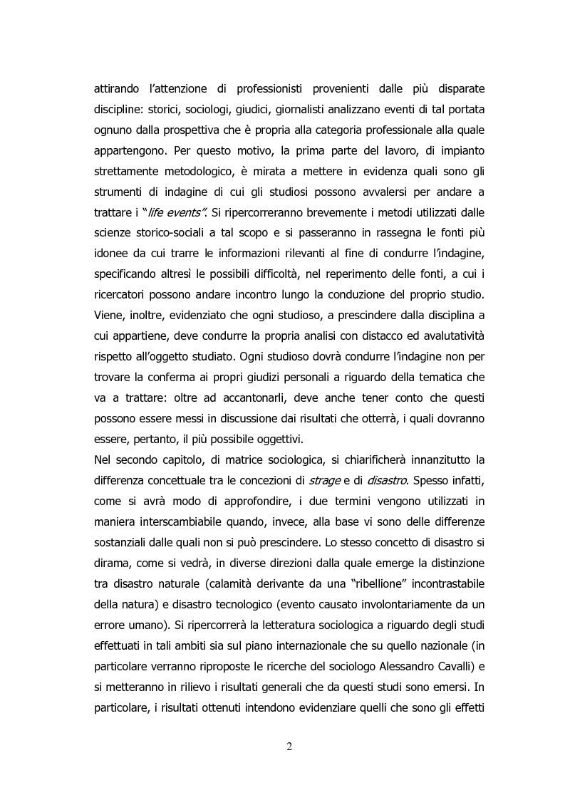 Anteprima della tesi: Analisi storico-sociologica-giornalistica delle stragi e dei disastri (i casi italiani del 1980: Ustica, Bologna, Irpinia), Pagina 2