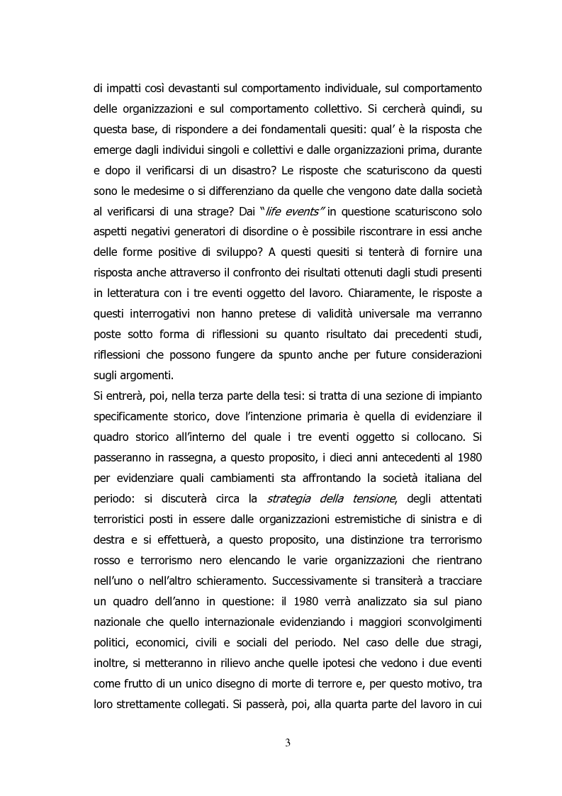 Anteprima della tesi: Analisi storico-sociologica-giornalistica delle stragi e dei disastri (i casi italiani del 1980: Ustica, Bologna, Irpinia), Pagina 3