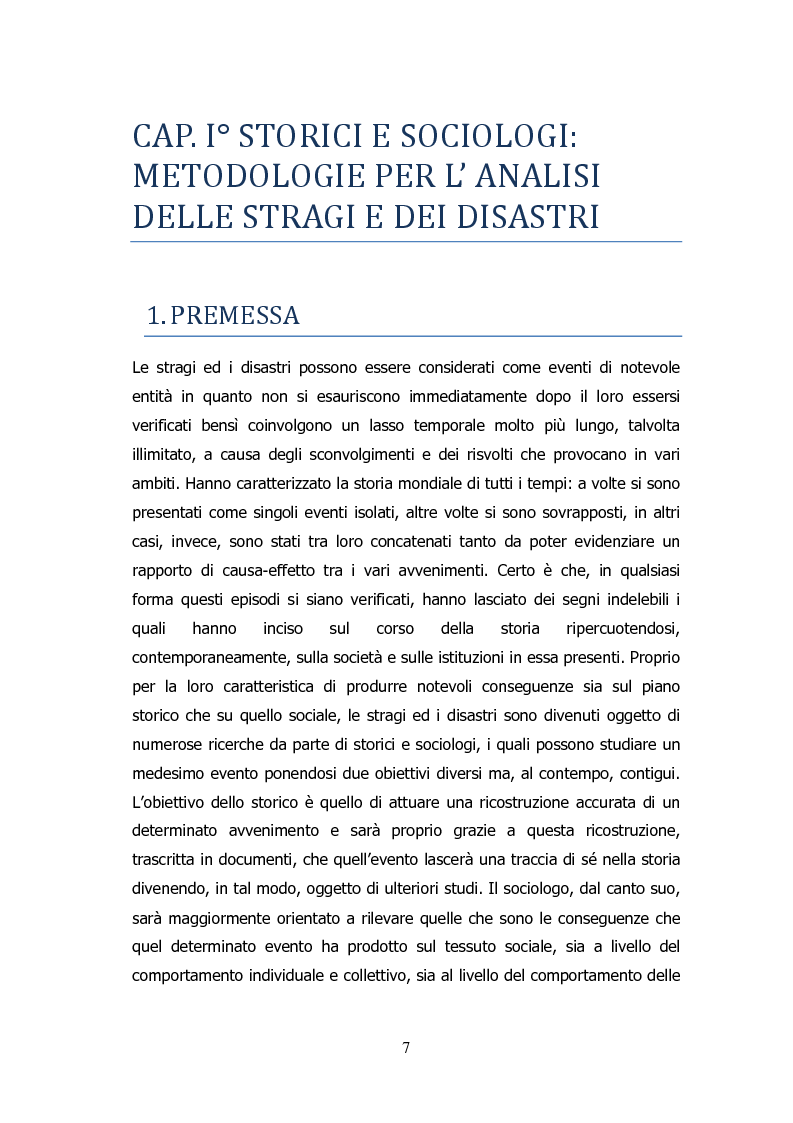 Anteprima della tesi: Analisi storico-sociologica-giornalistica delle stragi e dei disastri (i casi italiani del 1980: Ustica, Bologna, Irpinia), Pagina 7