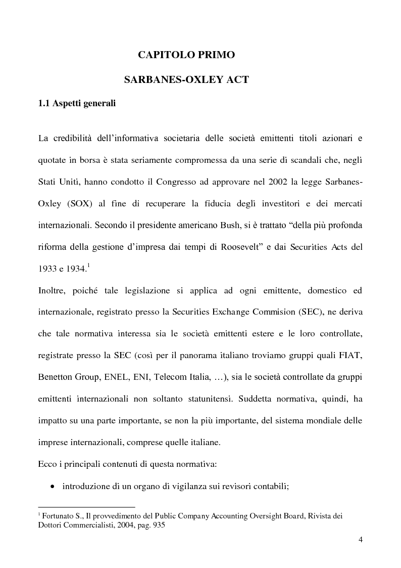 Anteprima della tesi: Il controllo interno dell'informativa societaria in ambiente informatizzato. L'evoluzione normativa in Italia e negli USA, Pagina 2