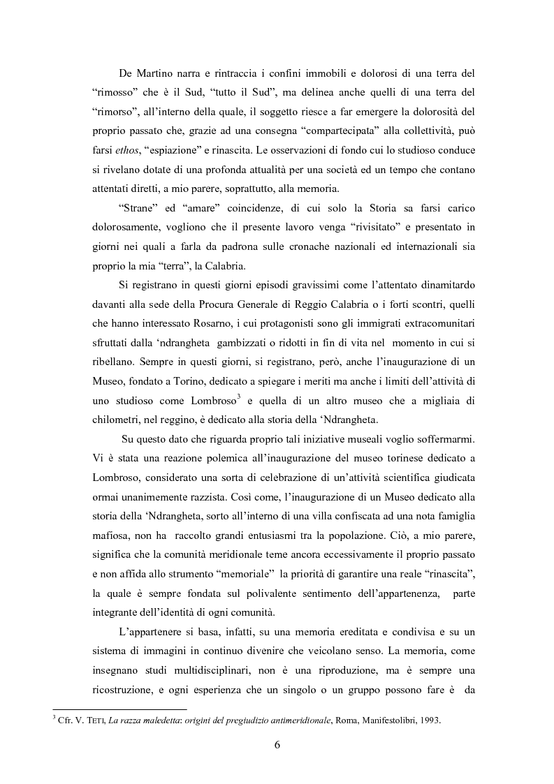 Anteprima della tesi: Come muore la nostalgia. Paradigmi conoscitivi, sofferenze d'identità ed istanze sociali di ''malati d'emigrazione'' nei racconti di Corrado Alvaro, Saverio Strati e Carmine Abate., Pagina 4