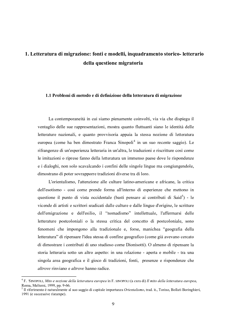 Anteprima della tesi: Come muore la nostalgia. Paradigmi conoscitivi, sofferenze d'identità ed istanze sociali di ''malati d'emigrazione'' nei racconti di Corrado Alvaro, Saverio Strati e Carmine Abate., Pagina 7