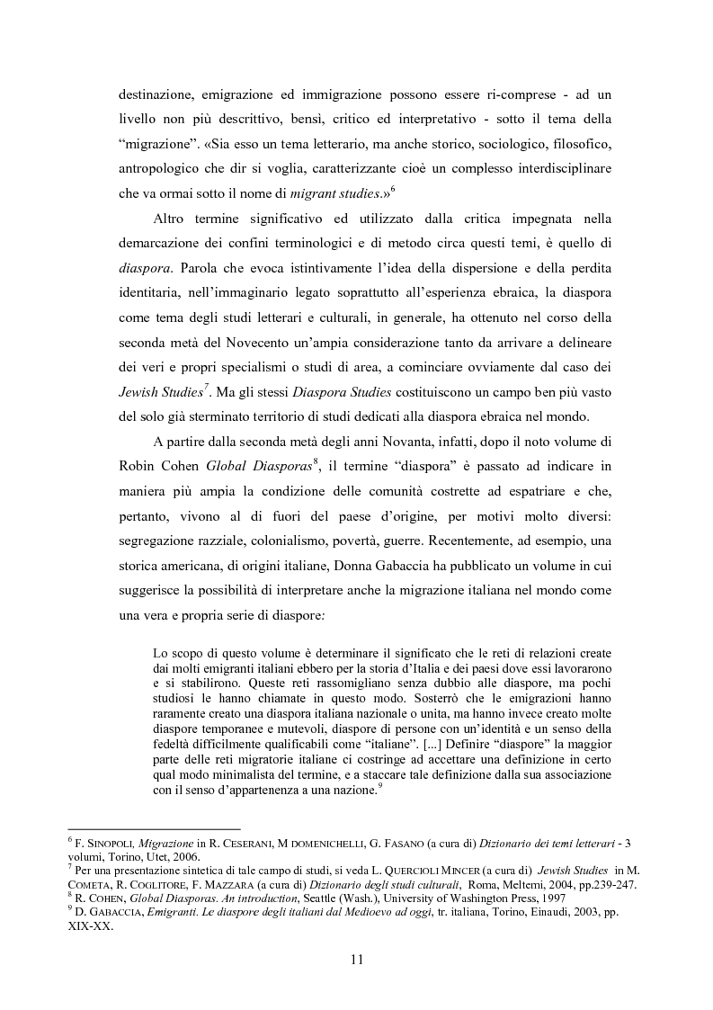 Anteprima della tesi: Come muore la nostalgia. Paradigmi conoscitivi, sofferenze d'identità ed istanze sociali di ''malati d'emigrazione'' nei racconti di Corrado Alvaro, Saverio Strati e Carmine Abate., Pagina 9