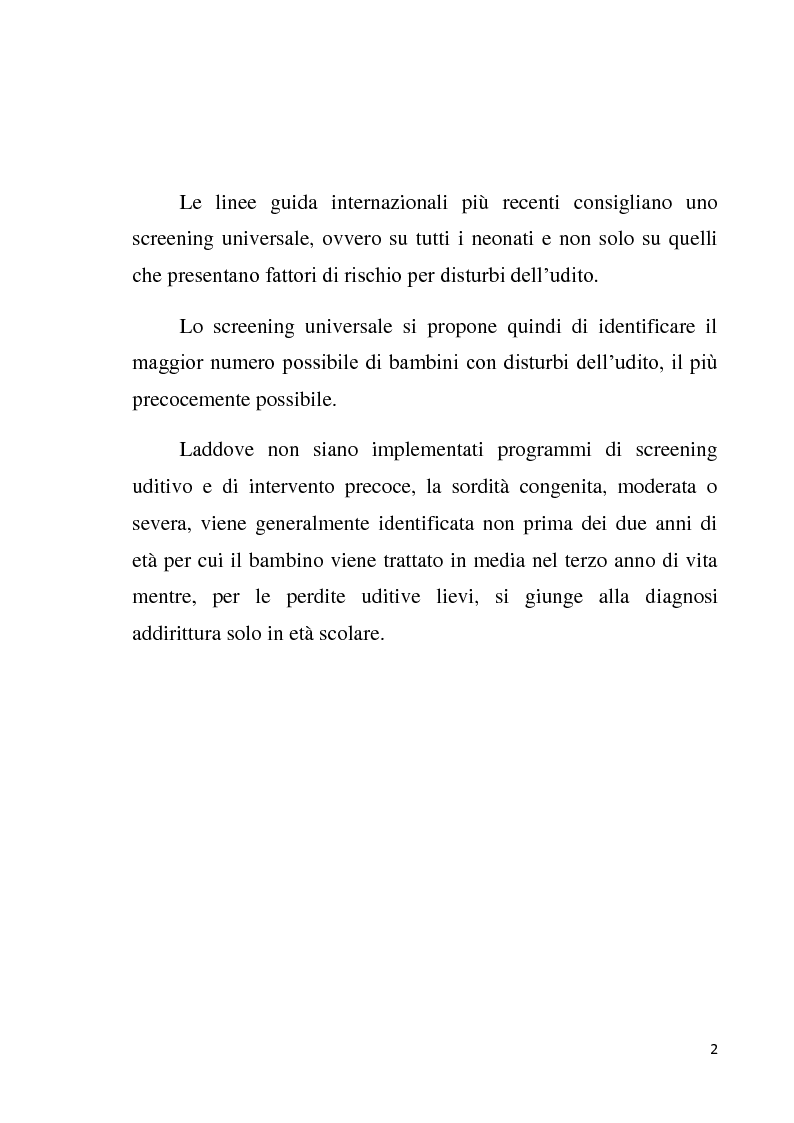 Anteprima della tesi: Le AABR e le OAE nello screening uditivo neonatale, Pagina 2