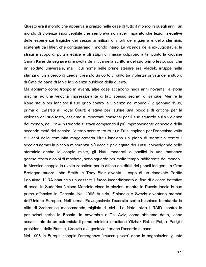 Anteprima della tesi: Il rovescio della mia mente. Viaggio in cinque stanze del male di vivere di Sarah Kane, una giovane donna di fine secolo., Pagina 11