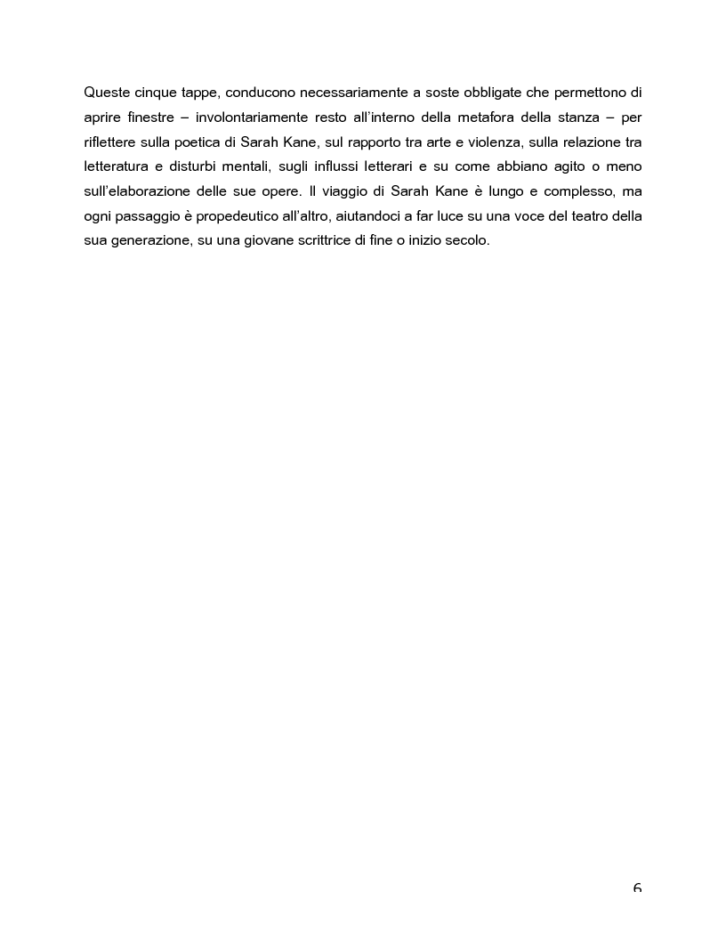 Anteprima della tesi: Il rovescio della mia mente. Viaggio in cinque stanze del male di vivere di Sarah Kane, una giovane donna di fine secolo., Pagina 6