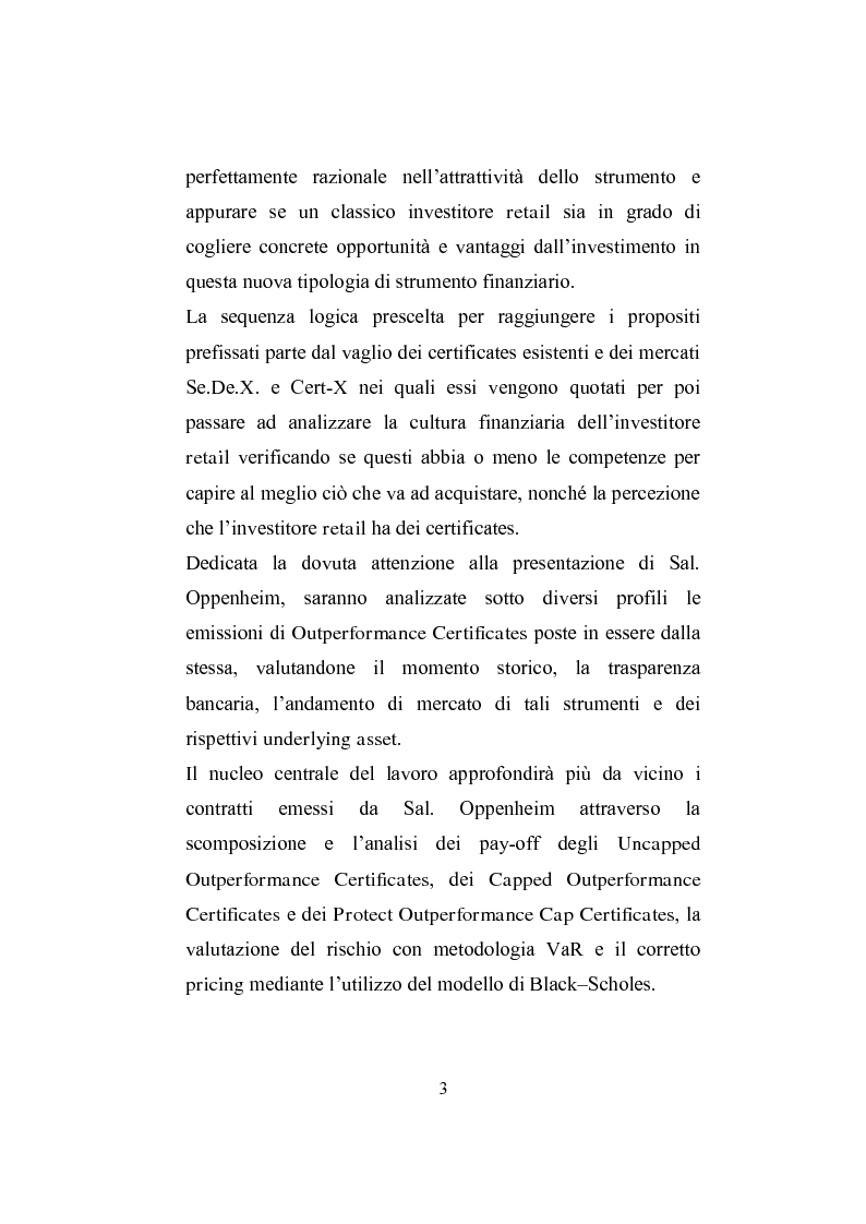 Anteprima della tesi: I derivati per la clientela retail: gli Outperformance Certificates di Sal. Oppenheim, Pagina 3