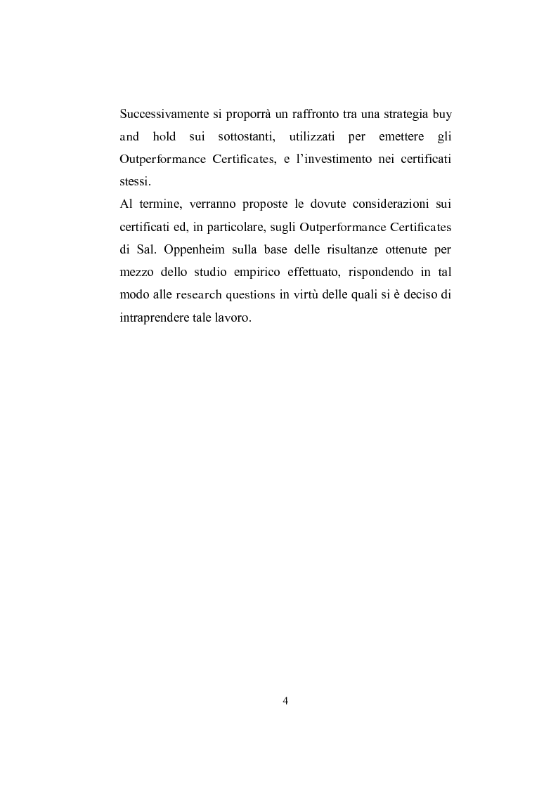 Anteprima della tesi: I derivati per la clientela retail: gli Outperformance Certificates di Sal. Oppenheim, Pagina 4