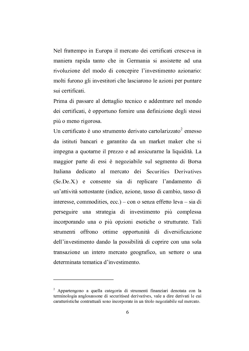Anteprima della tesi: I derivati per la clientela retail: gli Outperformance Certificates di Sal. Oppenheim, Pagina 6