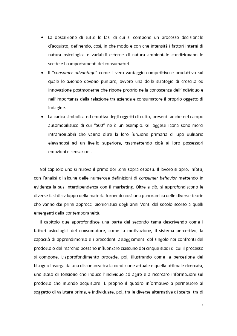 Anteprima della tesi: Modelli di Consumer Behavior per la determinazione dei fattori critici di successo nell'industria automobilistica: il caso Fiat 500, Pagina 2