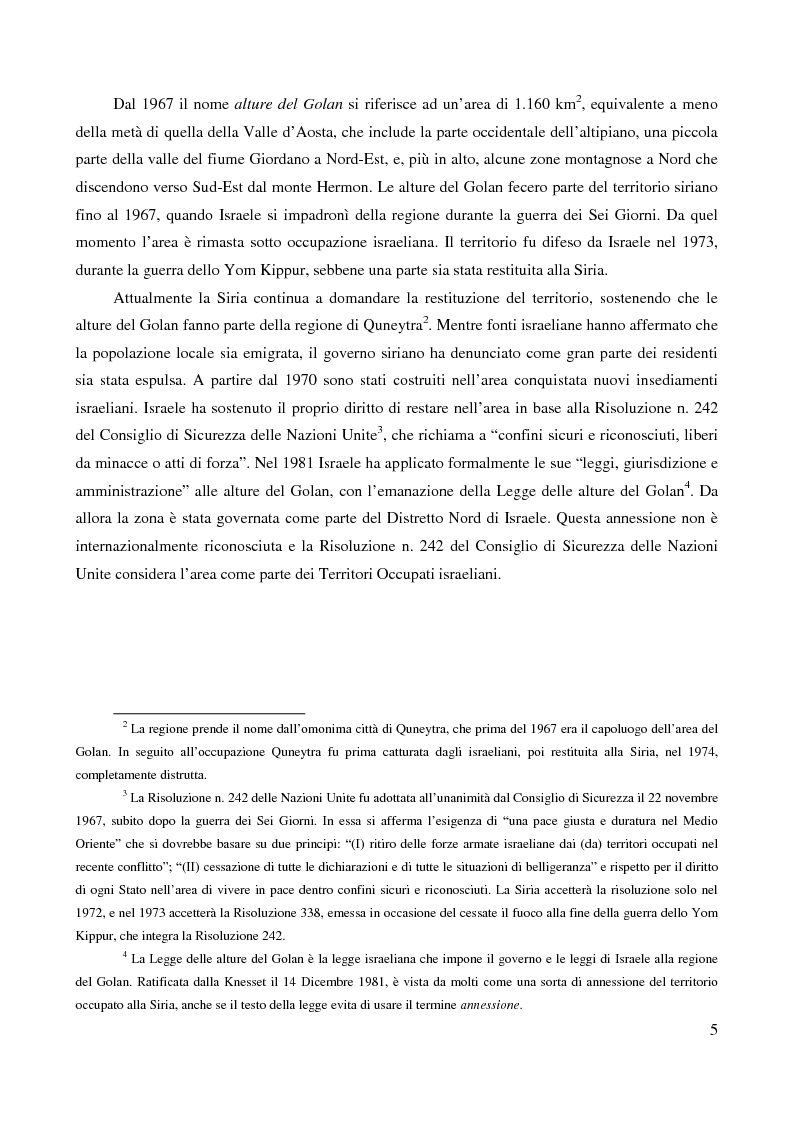 Anteprima della tesi: Le alture del Golan nel confronto tra Siria e Israele, Pagina 2