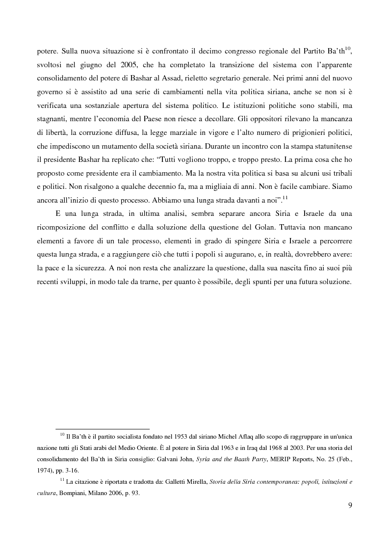 Anteprima della tesi: Le alture del Golan nel confronto tra Siria e Israele, Pagina 6