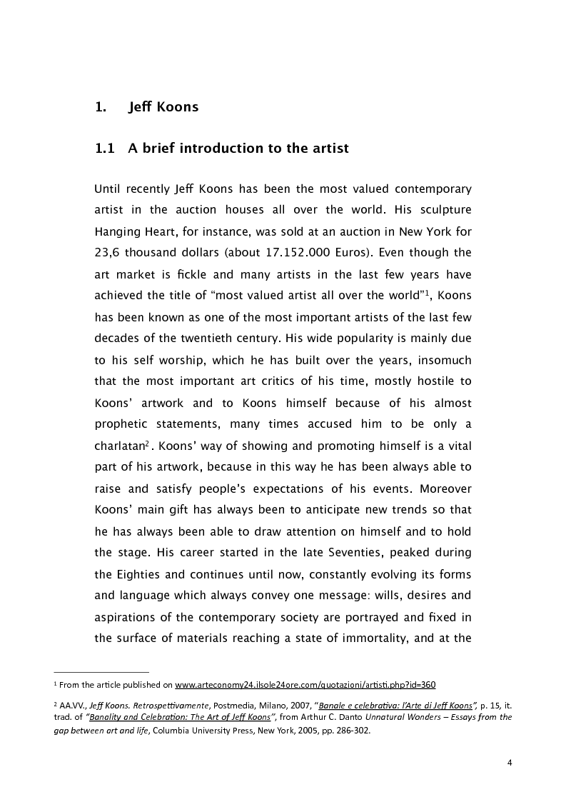 Anteprima della tesi: Jeff Koons and the use of American English, Pagina 3