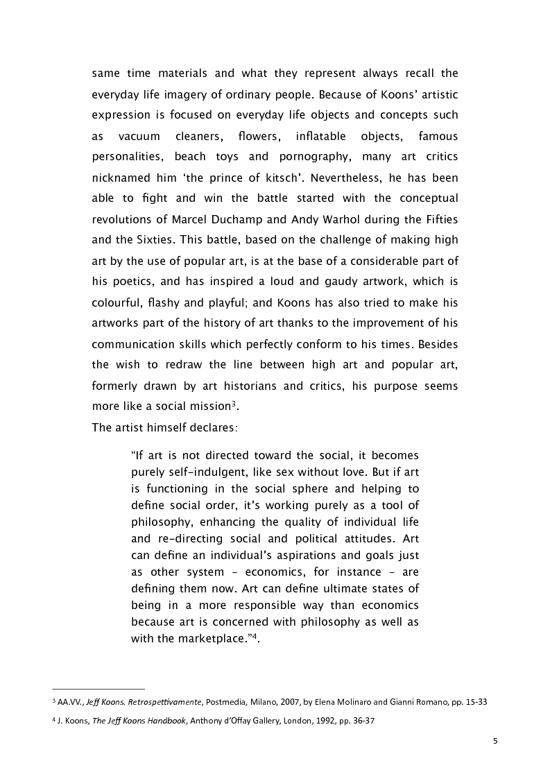 Anteprima della tesi: Jeff Koons and the use of American English, Pagina 4