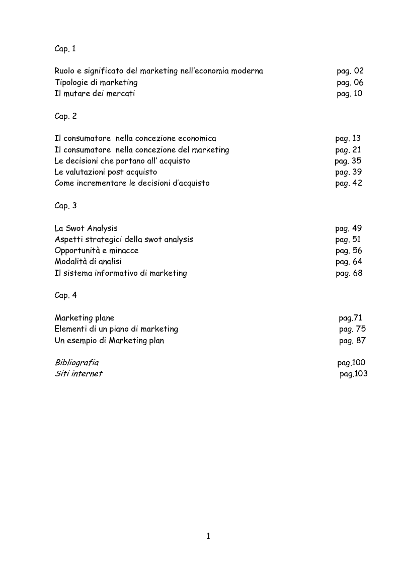 Indice della tesi: Il marketing nella new economy, Pagina 1