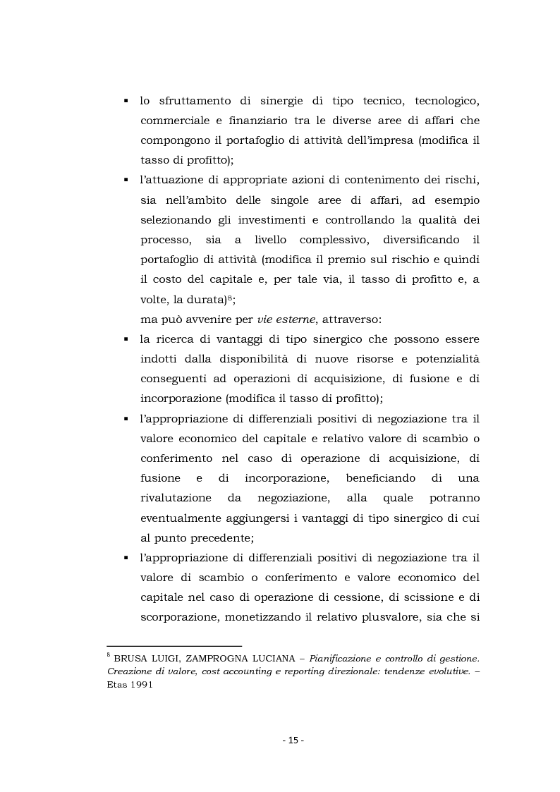 Anteprima della tesi: Acquisizioni aziendali e processi di creazione/distruzione di valore. Il caso Pirelli - Telecom Italia., Pagina 15