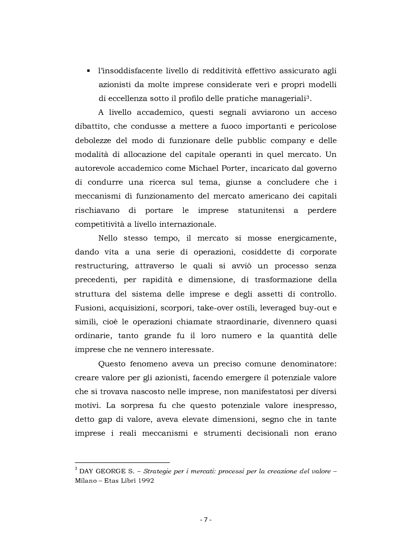 Anteprima della tesi: Acquisizioni aziendali e processi di creazione/distruzione di valore. Il caso Pirelli - Telecom Italia., Pagina 7