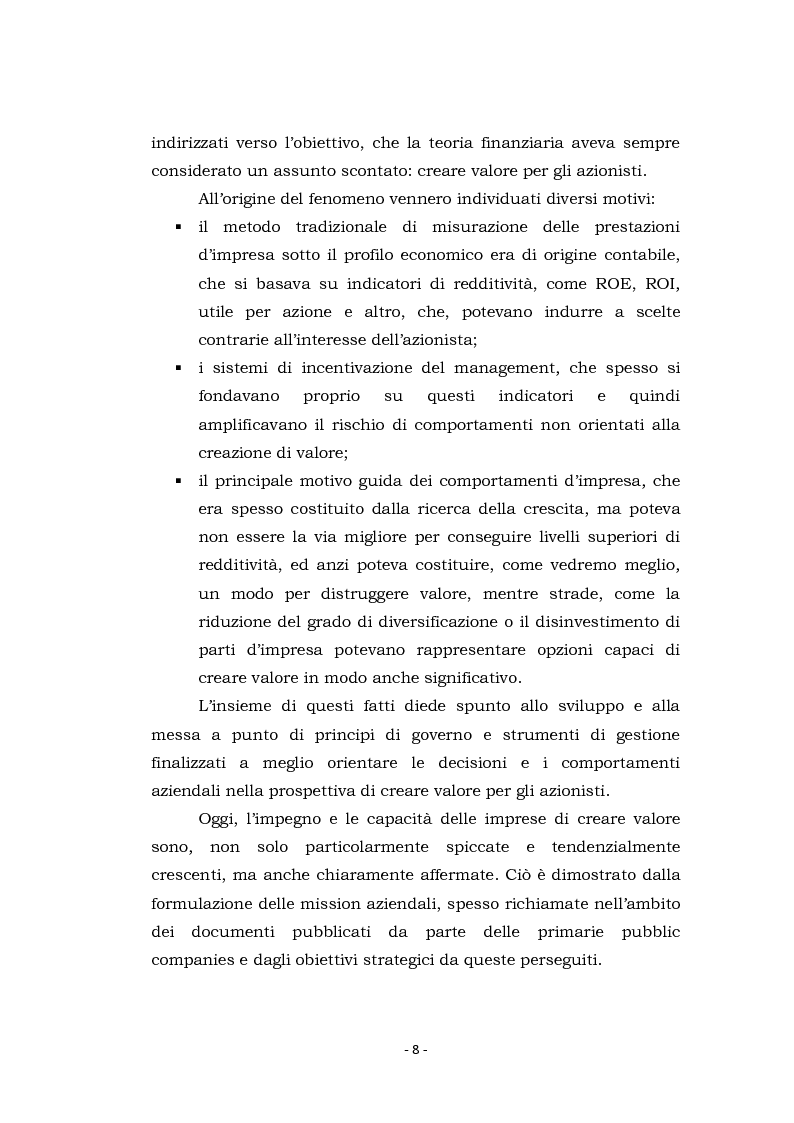 Anteprima della tesi: Acquisizioni aziendali e processi di creazione/distruzione di valore. Il caso Pirelli - Telecom Italia., Pagina 8