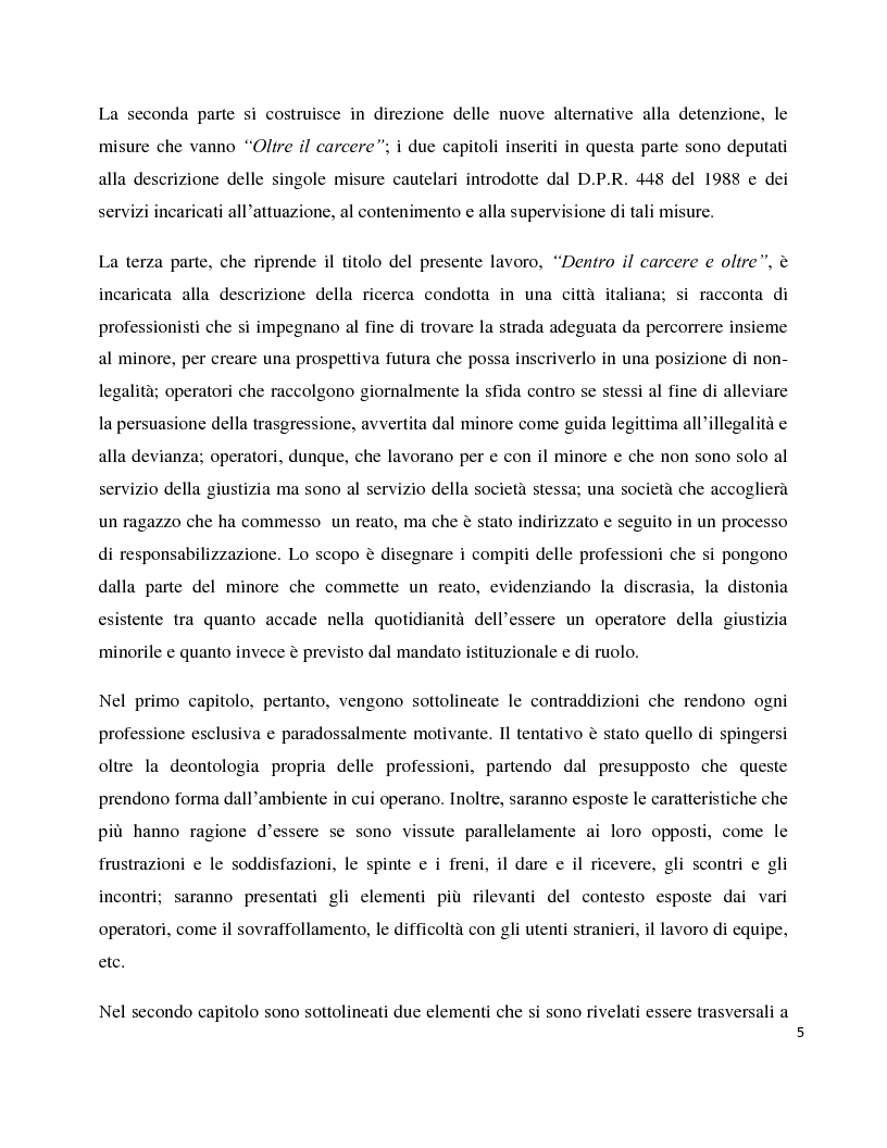 Anteprima della tesi: Dentro il carcere e oltre. La devianza minorile tra sanzione e recupero., Pagina 2