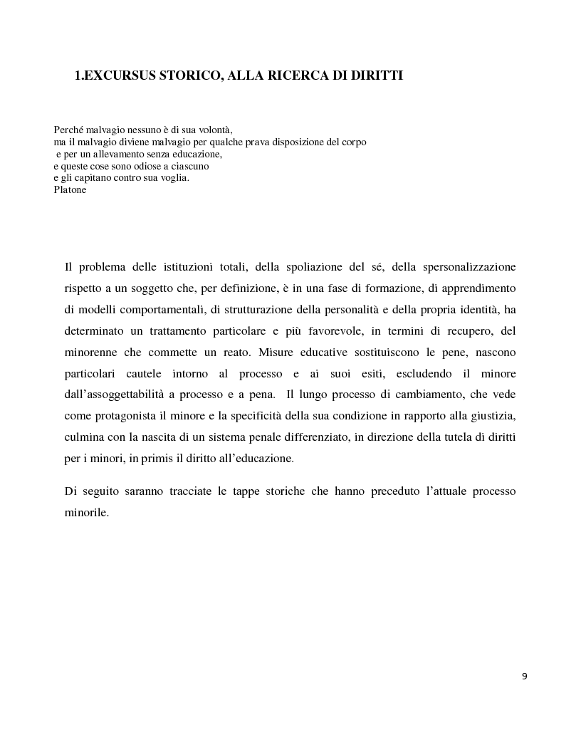 Anteprima della tesi: Dentro il carcere e oltre. La devianza minorile tra sanzione e recupero., Pagina 6