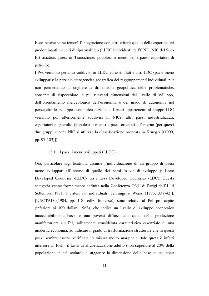 Anteprima della tesi: Interazione economica Nord-Sud e crescita dei Paesi in Via di Sviluppo, Pagina 11