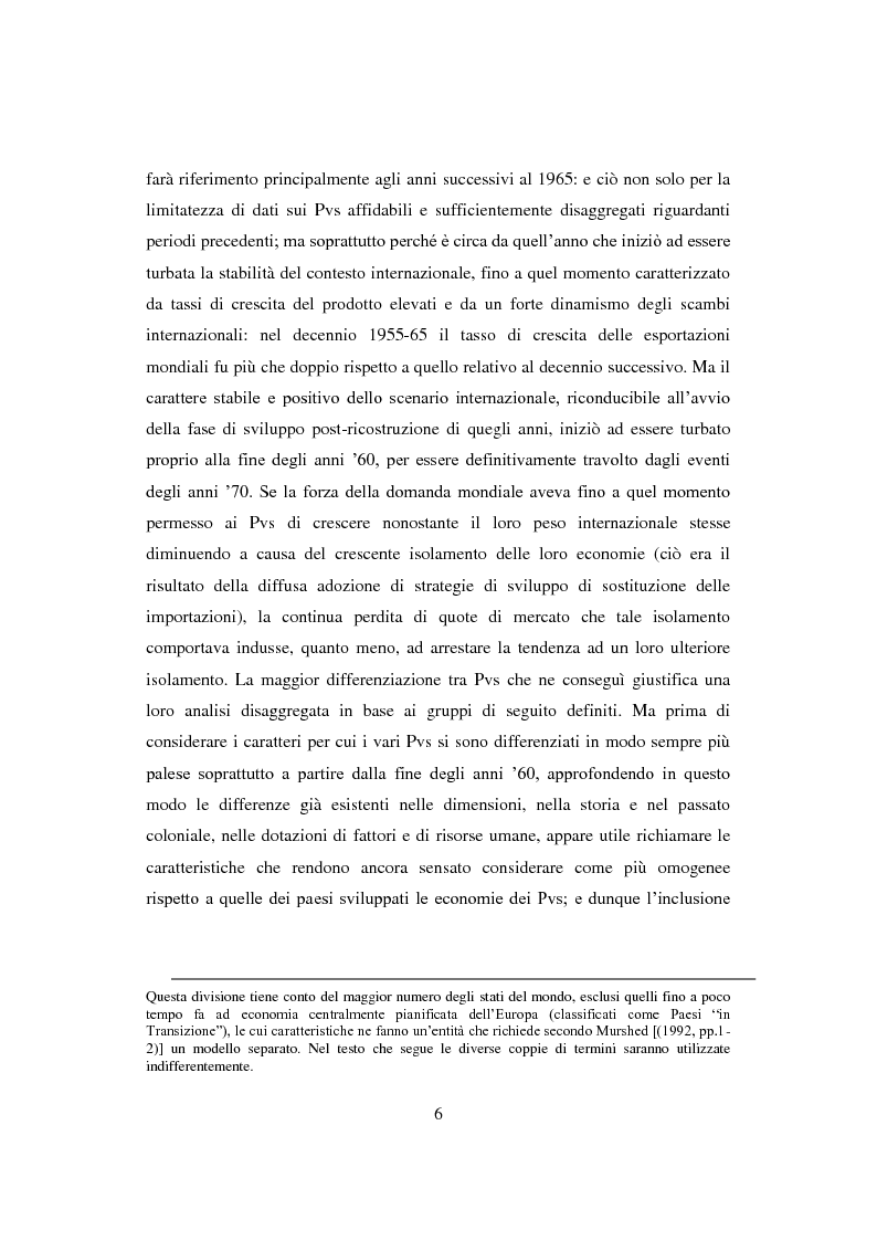 Anteprima della tesi: Interazione economica Nord-Sud e crescita dei Paesi in Via di Sviluppo, Pagina 6