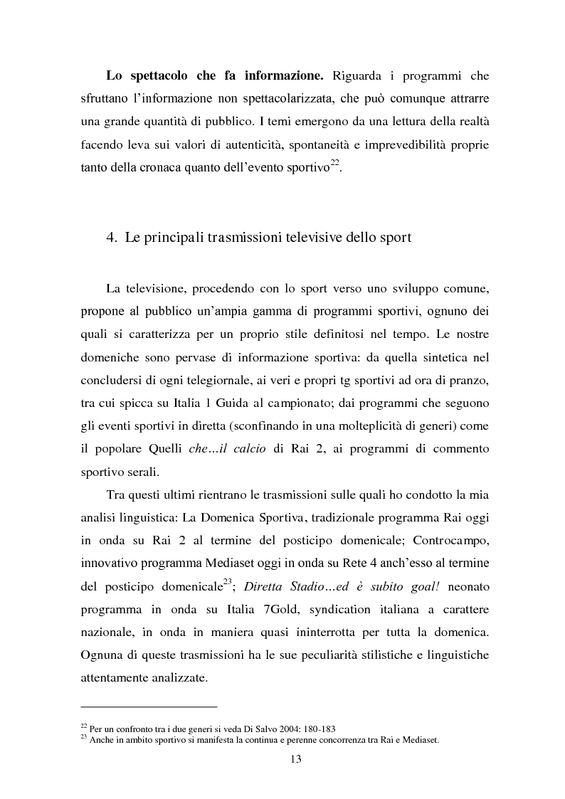 Anteprima della tesi: Il linguaggio della cronaca calcistica in tv: La Domenica Sportiva, Controcampo e Diretta Stadio (2009/2010), Pagina 9