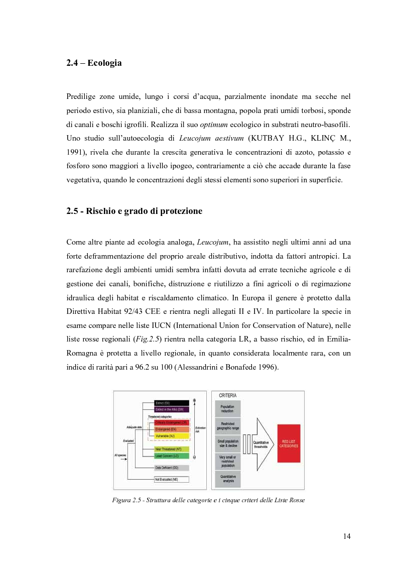 Anteprima della tesi: Dinamica di accrescimento di Leucojum aestivum L. in alcune sorgenti di terrazzo a Pavia, Pagina 14