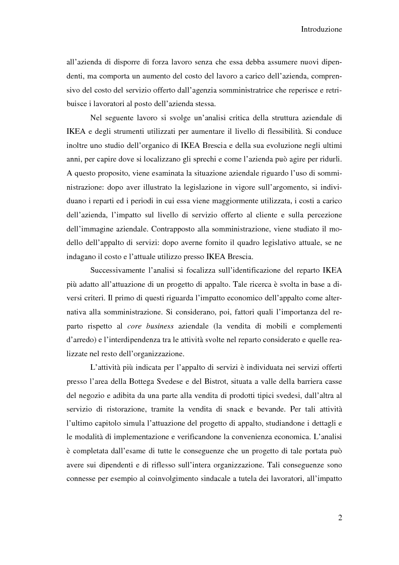 Anteprima della tesi: L'outsourcing di attività ad alta intensità di lavoro: il caso IKEA - Brescia, Pagina 2