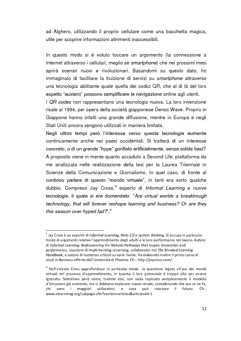 Anteprima della tesi: Alghero QR - La città parla in codice. Tra turismo, web 2.0, servizi mobile e progetti sperimentali., Pagina 5