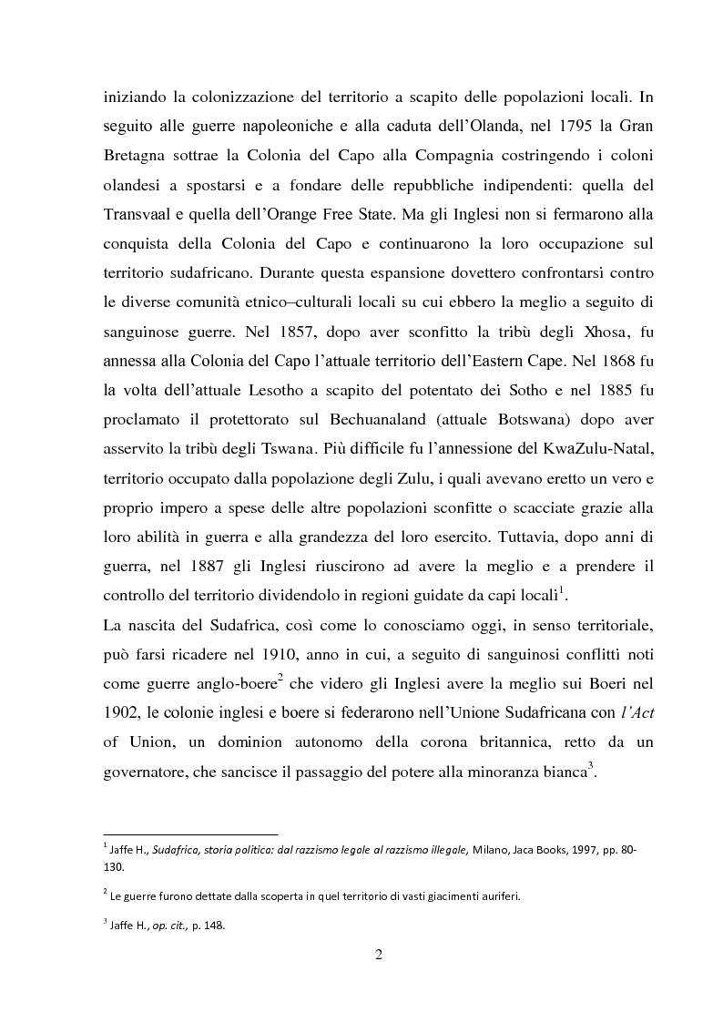 Anteprima della tesi: Processi di inclusione/esclusione nel Sudafrica contemporaneo. Dall’apartheid alla Rainbow Nation., Pagina 5