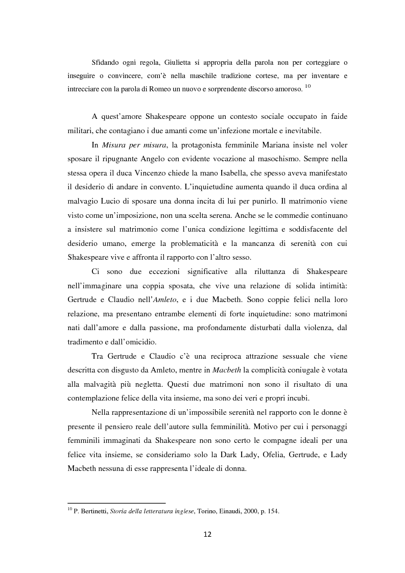 Anteprima della tesi: La metamorfosi della femminilità nei Sonetti, nell’Amleto e nel Macbeth di William Shakespeare, Pagina 12