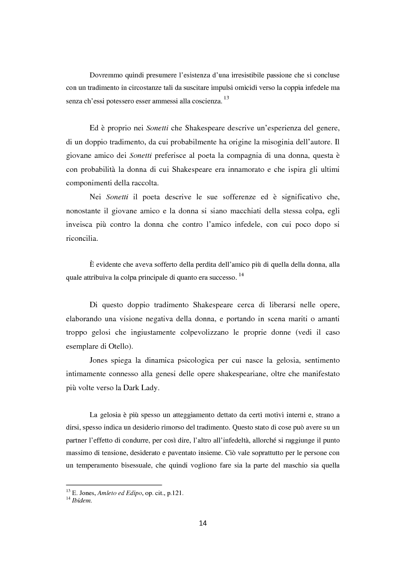 Anteprima della tesi: La metamorfosi della femminilità nei Sonetti, nell’Amleto e nel Macbeth di William Shakespeare, Pagina 14