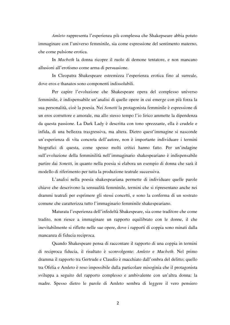 Anteprima della tesi: La metamorfosi della femminilità nei Sonetti, nell’Amleto e nel Macbeth di William Shakespeare, Pagina 2