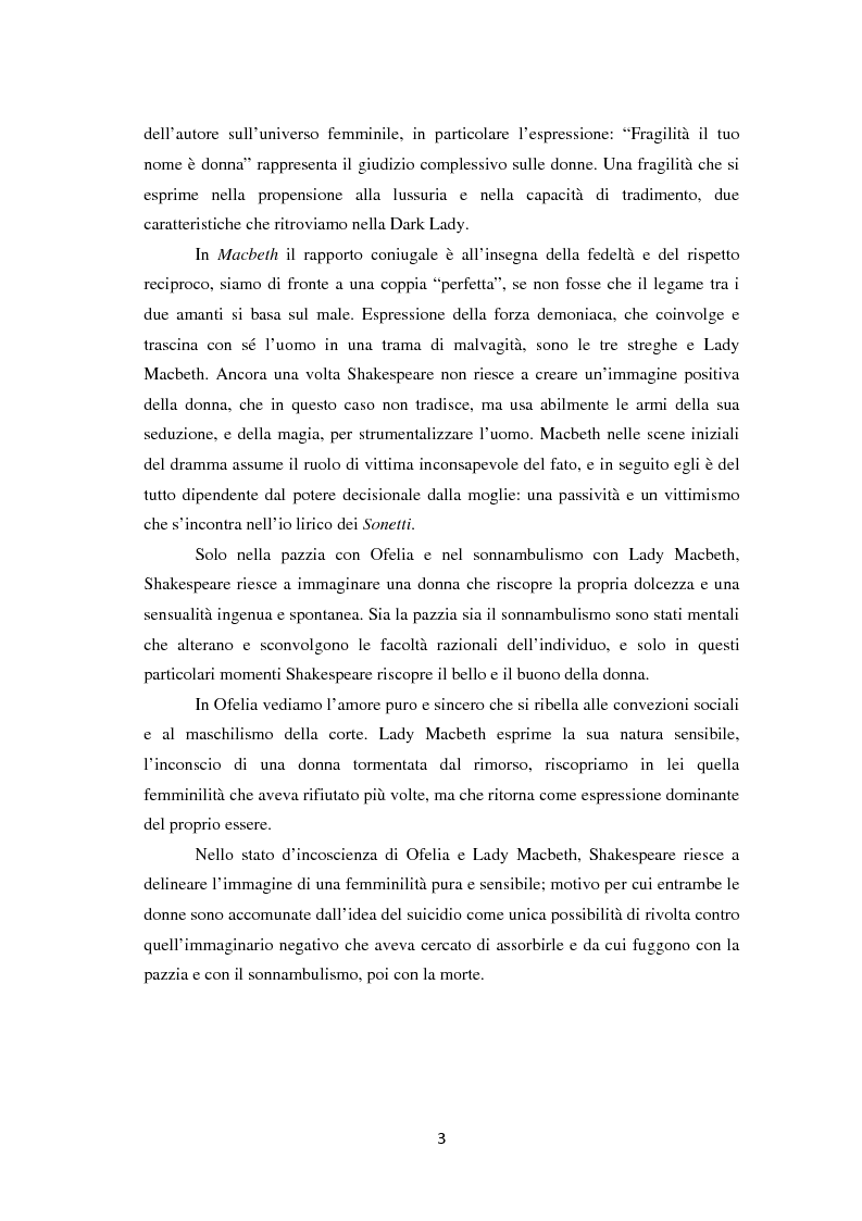 Anteprima della tesi: La metamorfosi della femminilità nei Sonetti, nell’Amleto e nel Macbeth di William Shakespeare, Pagina 3
