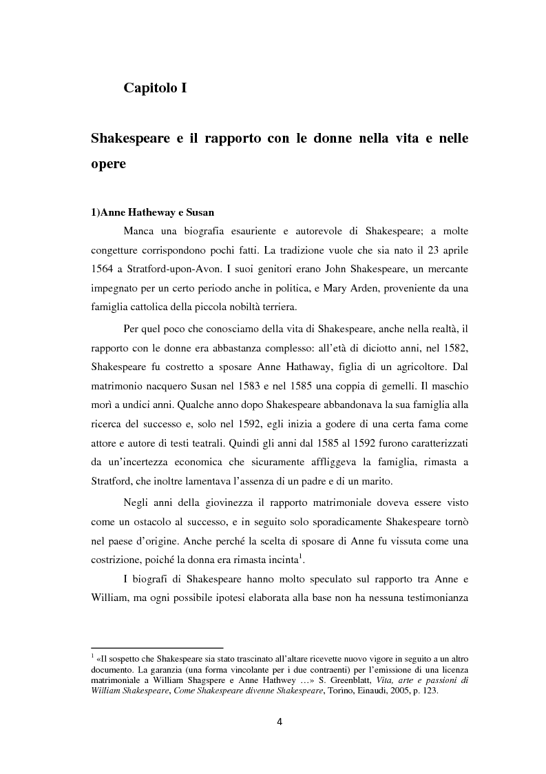 Anteprima della tesi: La metamorfosi della femminilità nei Sonetti, nell’Amleto e nel Macbeth di William Shakespeare, Pagina 4